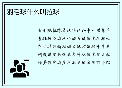 羽毛球什么叫拉球